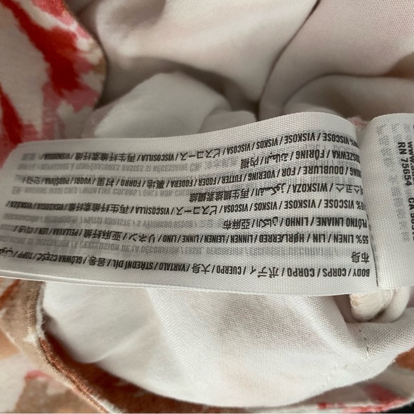 ABERCROMBIE & FITCH Orange Red Floral Linen Blend Wide Leg Pants Sz S - Picture 12 of 13